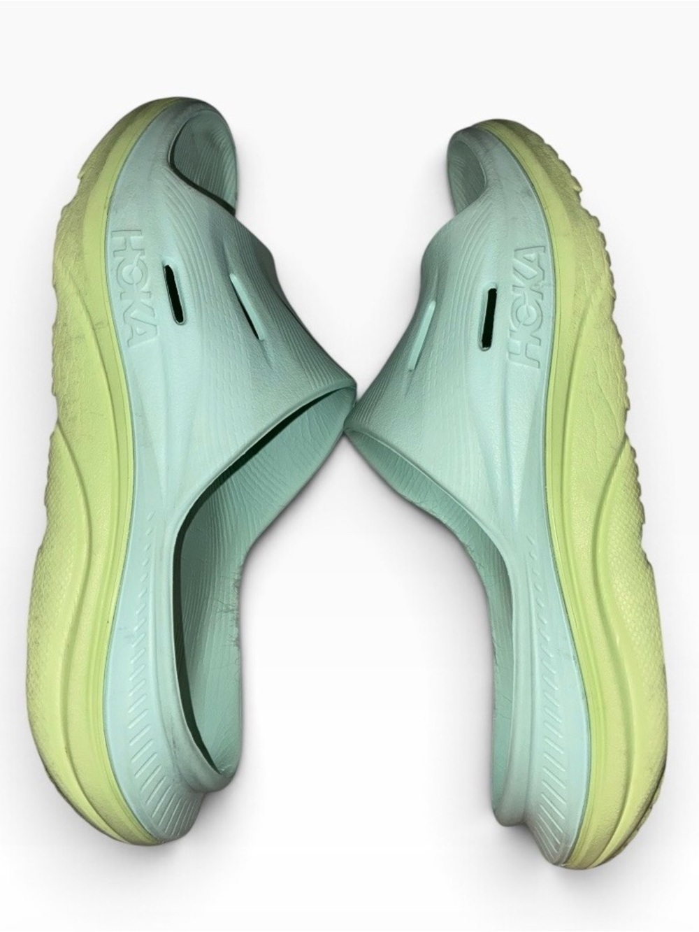 Hoka Ora 3 Recovery Slide Aqua Breeze / Celery Juice Sz 8